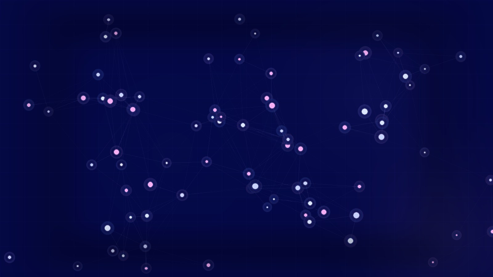 Abstract network visualization representing agentic economy with AI agent nodes connected by data streams in Leadfellow brand colors